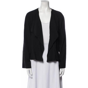Anne Fontaine Women's 40 Black Viscose Open Front Long Sleeve Pascaline Jacket